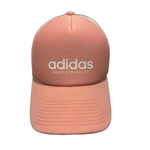 Adidas Snapback Baseball Cap Womens One Size Three Stripe Life Trucker Cap Pink